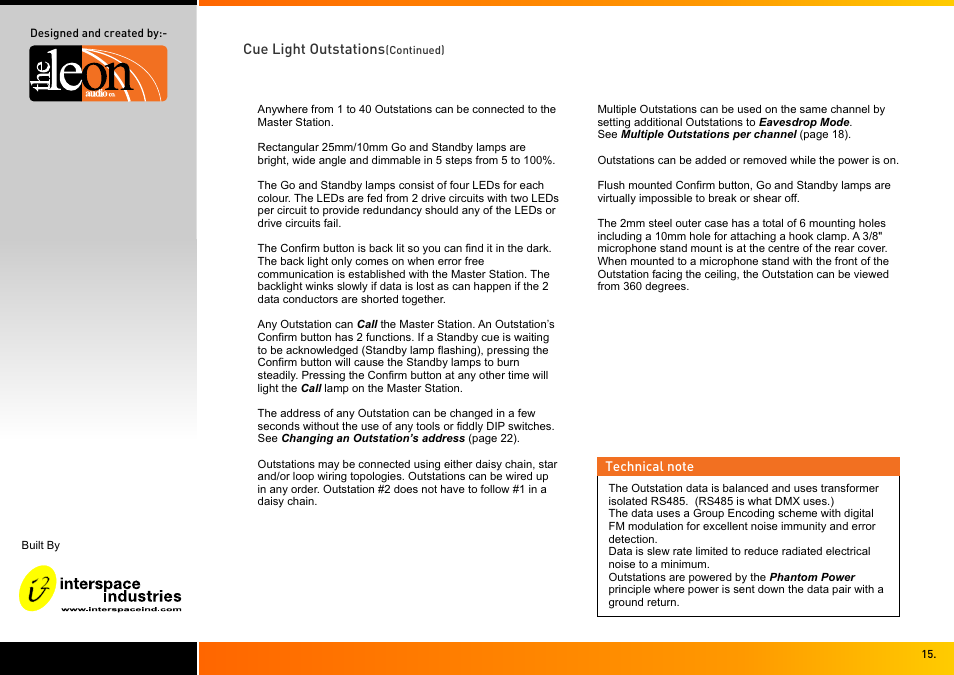 Interspace Industries TheatreCue 16 Way V4 System - 16 Outstations User Manual | Page 15 / 50
