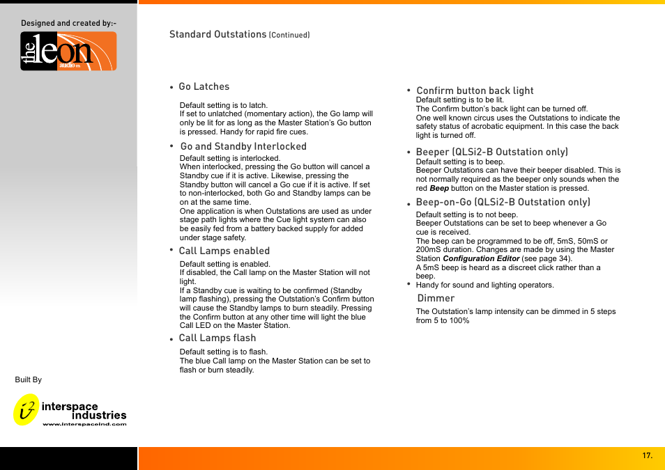 Interspace Industries TheatreCue 16 Way V4 System - 16 Outstations User Manual | Page 17 / 50