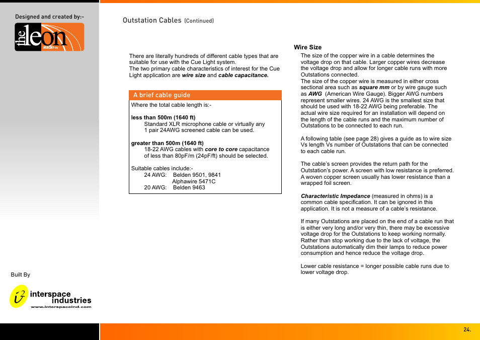 Interspace Industries TheatreCue 16 Way V4 System - 16 Outstations User Manual | Page 24 / 50