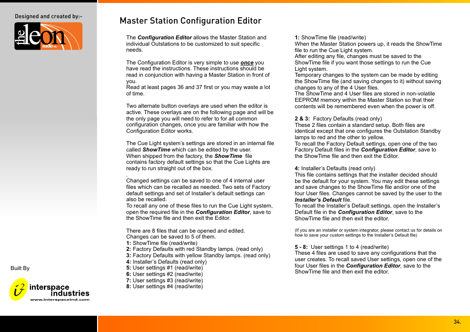 Master station configuration editor | Interspace Industries TheatreCue 16 Way V4 System - 16 Outstations User Manual | Page 34 / 50