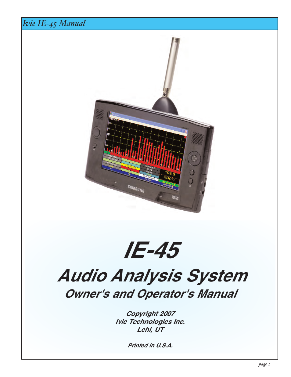 Ivie IE-45 RTA - Real Time Analysis User Manual | 48 pages