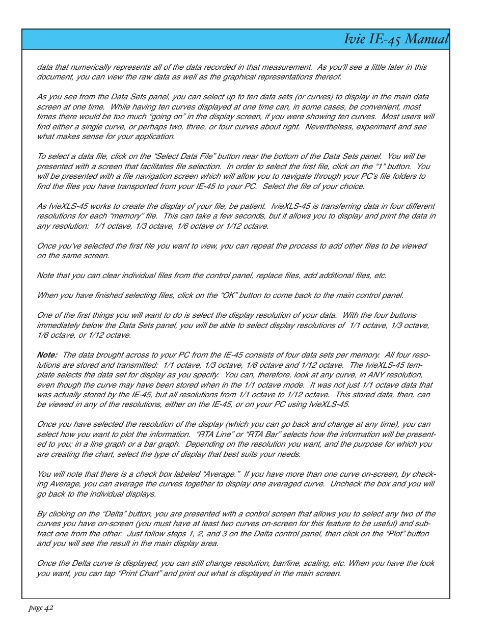 Ivie ie-45 manual, Appendix iii: iviexls-45 | Ivie IE-45 RTA - Real Time Analysis User Manual | Page 42 / 48