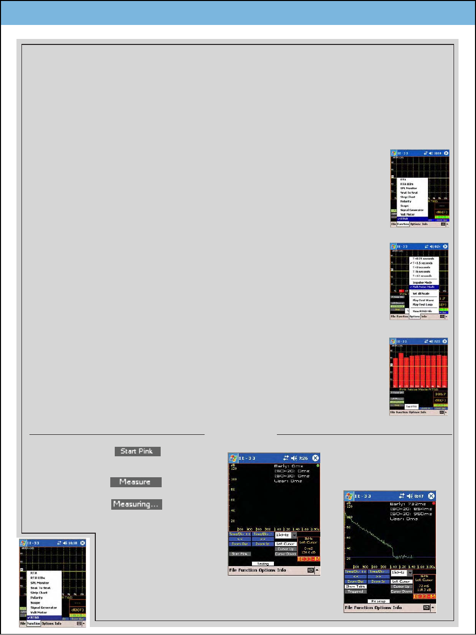 Rt60 test setup for pink noise mode, Optional software function module rt60 | Ivie IE-45 RT60 - Reverberation Time Analysis User Manual | Page 3 / 4