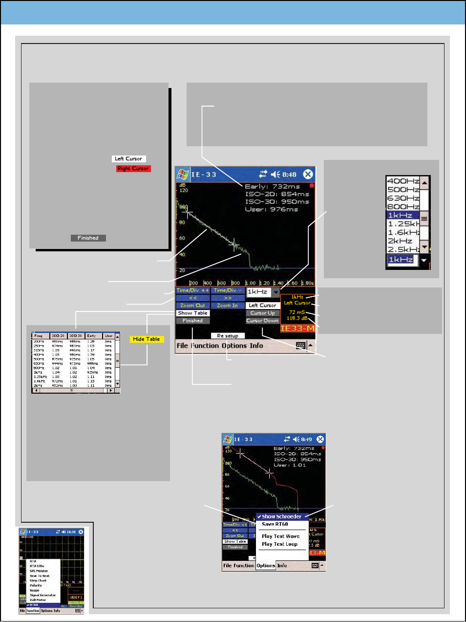 Viewing rt60 test data, Optional software function module rt60 | Ivie IE-45 RT60 - Reverberation Time Analysis User Manual | Page 4 / 4