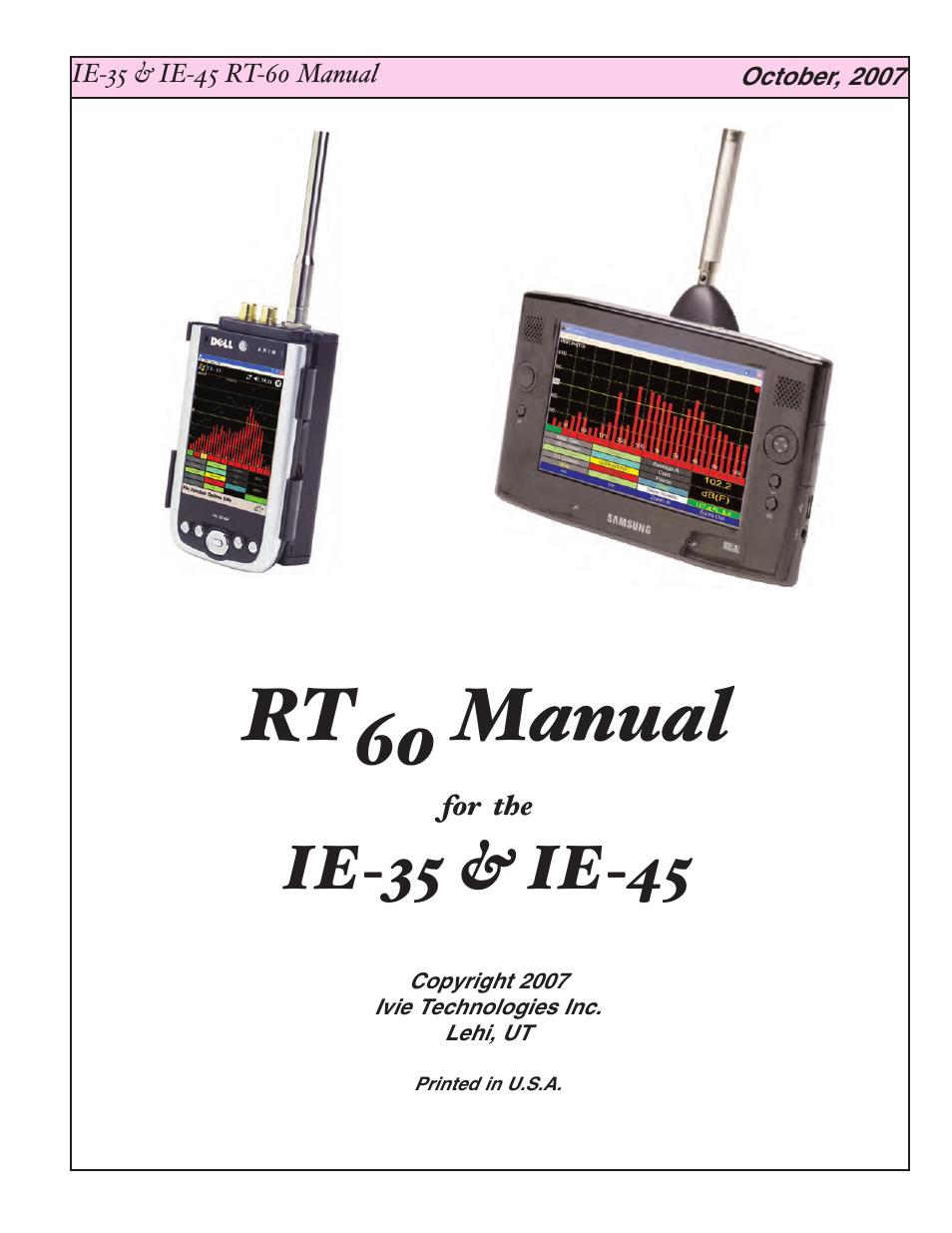 Ivie IE-45 RT60 - Reverberation Time Analysis User Manual | 8 pages