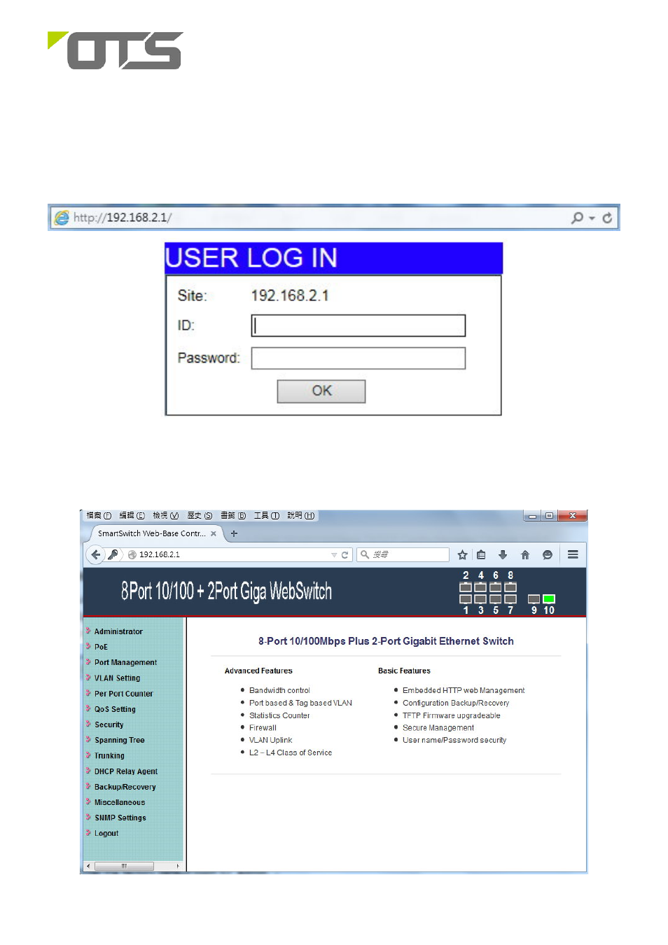 Web configuration, Et8122mpp-s-dr | OT Systems ET8122MPp-S-DR User Manual | Page 6 / 9