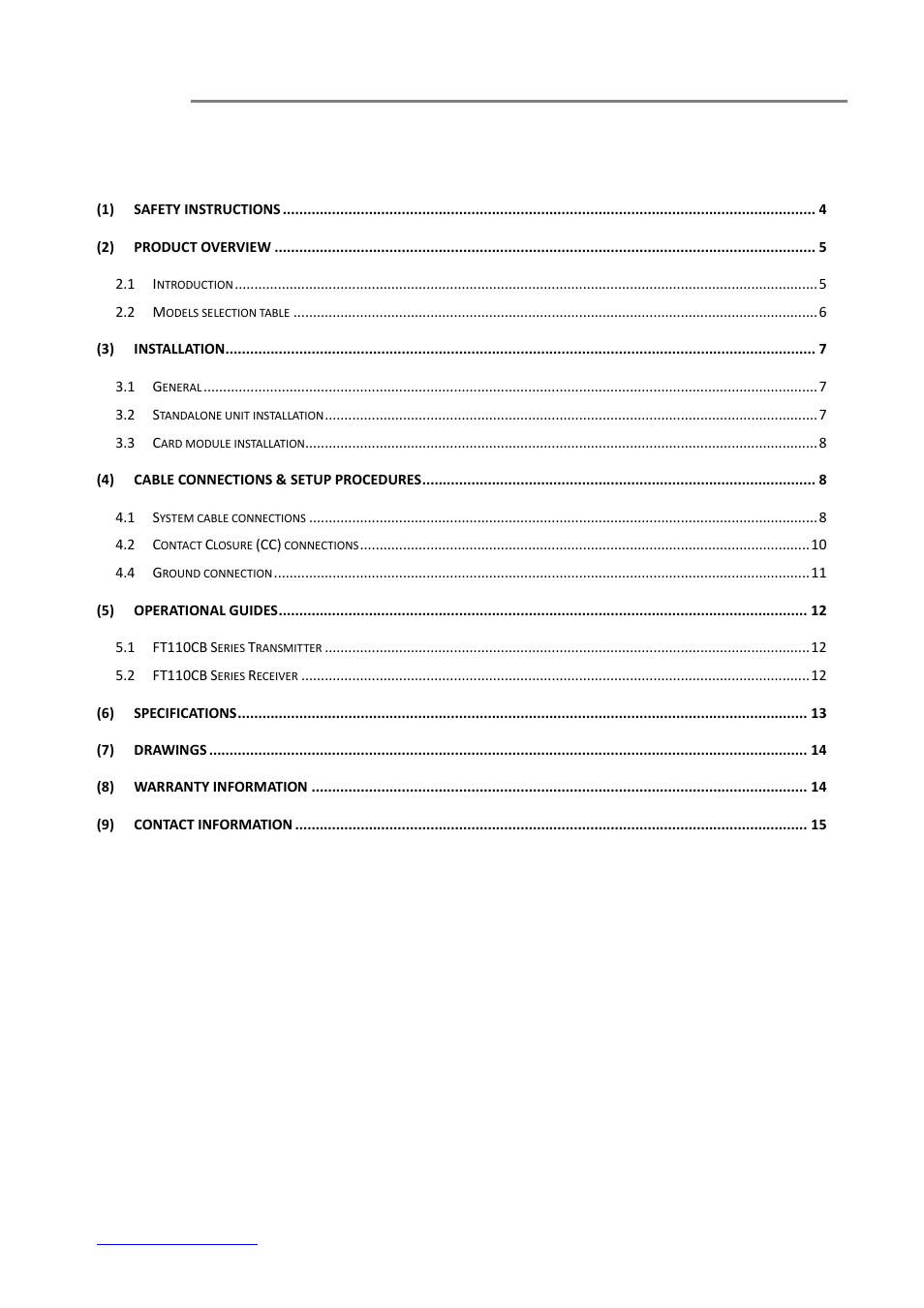 OT Systems FT110CB User Manual | Page 3 / 15
