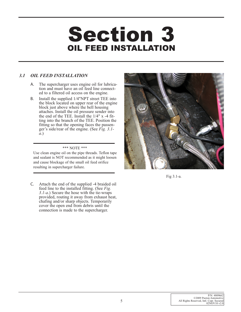 Oil feed installation | Paxton Superchargers Universal Big Block Mopar 440 Carbureted System User Manual | Page 13 / 32