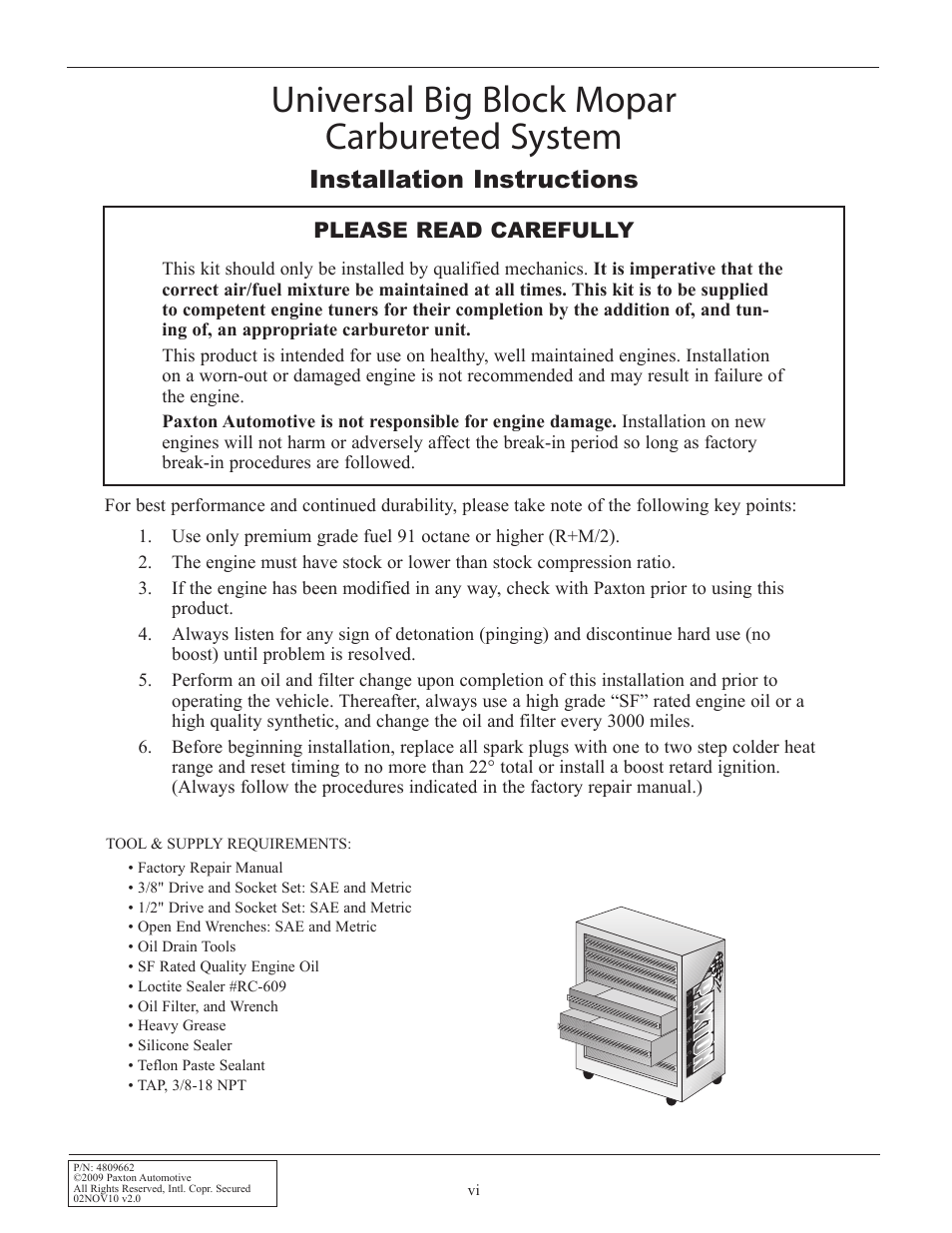 Universal big block mopar carbureted system, Installation instructions, Please read carefully | Paxton Superchargers Universal Big Block Mopar 440 Carbureted System User Manual | Page 6 / 32