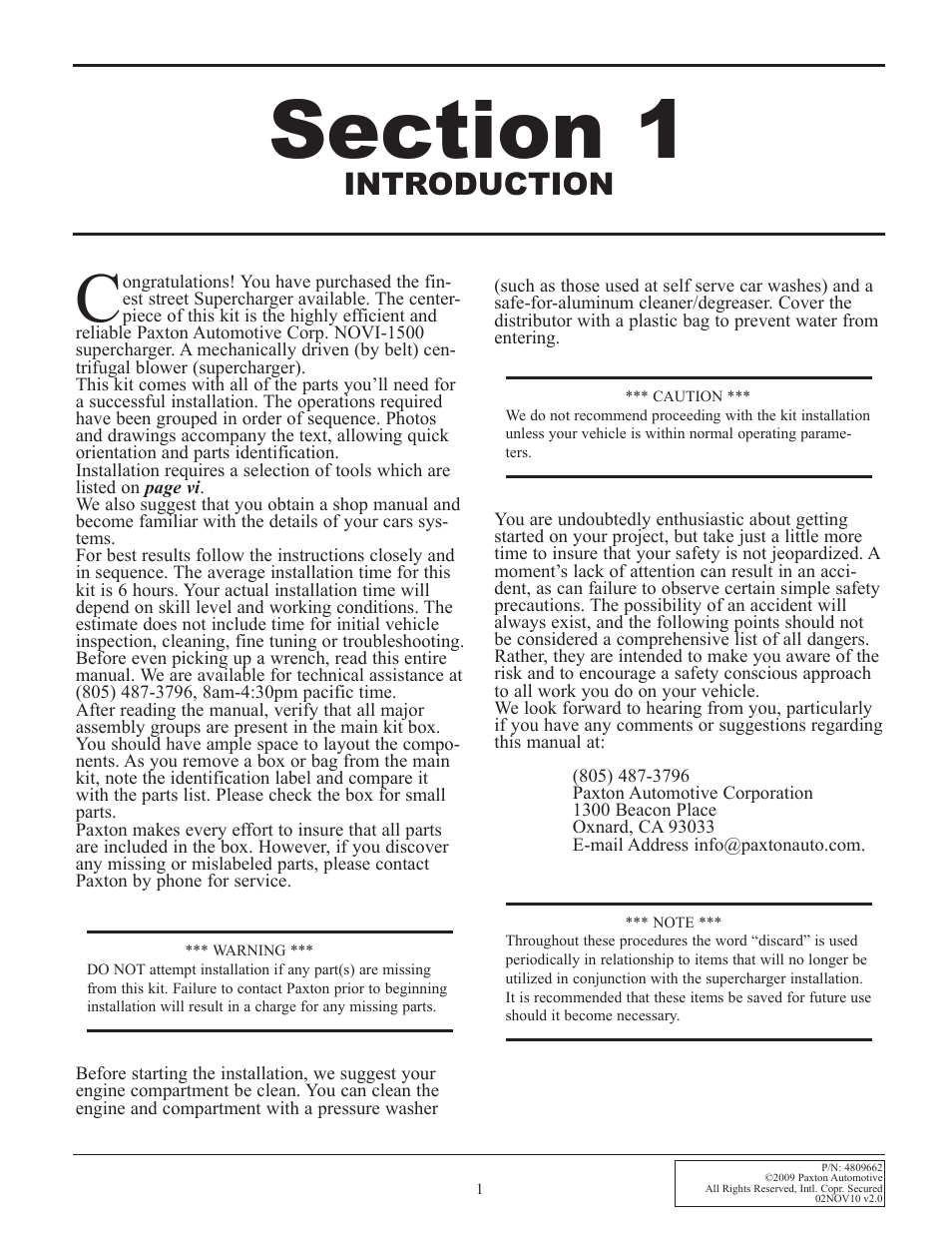 Introduction | Paxton Superchargers Universal Big Block Mopar 440 Carbureted System User Manual | Page 9 / 32