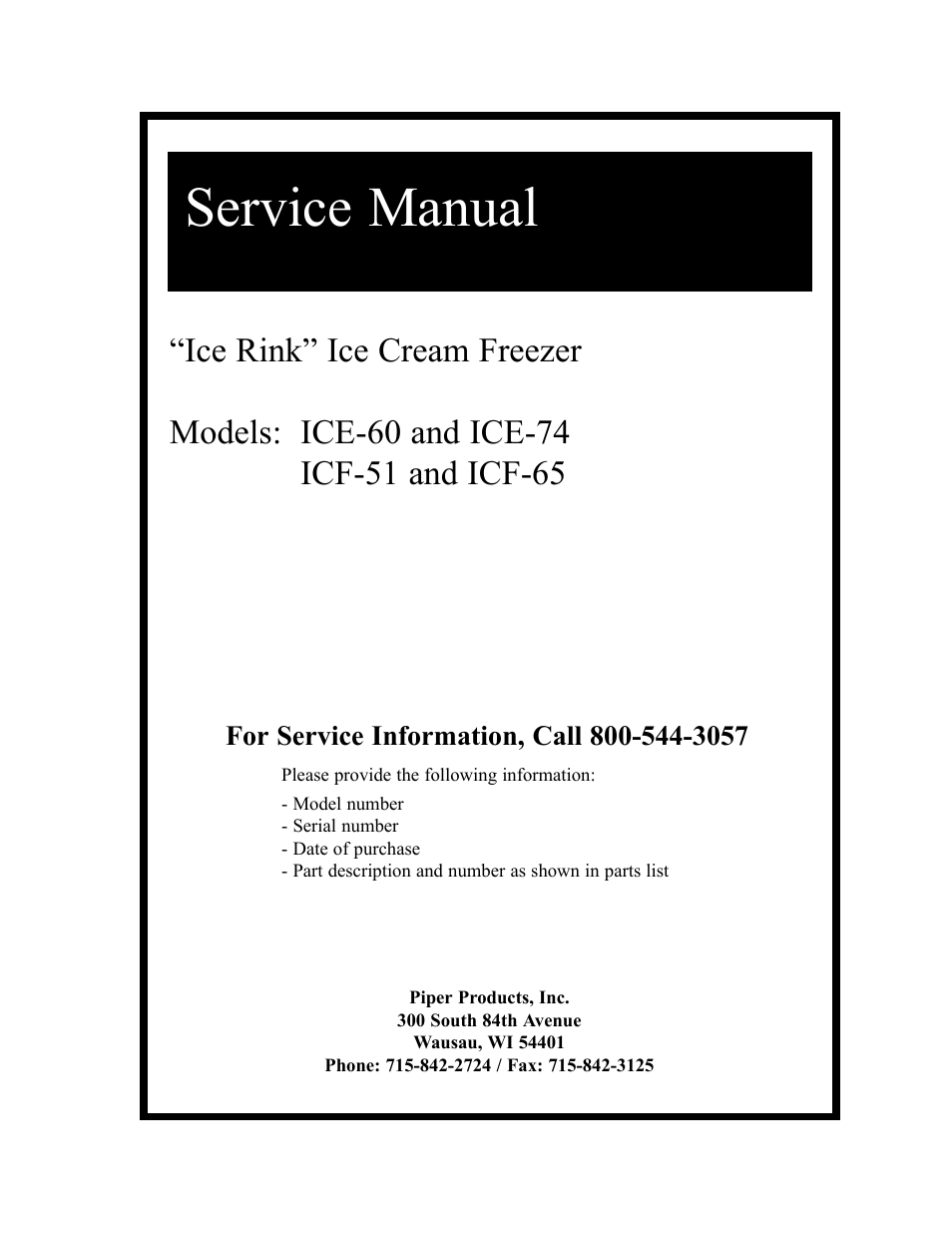 Piper ICE-60 User Manual | 11 pages