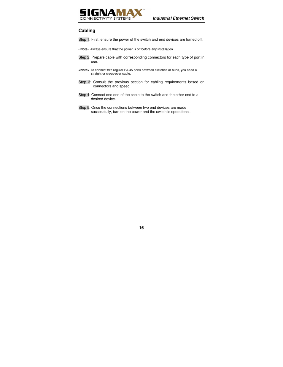 Signamax 5-Port 10/100 Compact Industrial Unmanaged Switch User Manual | Page 16 / 20