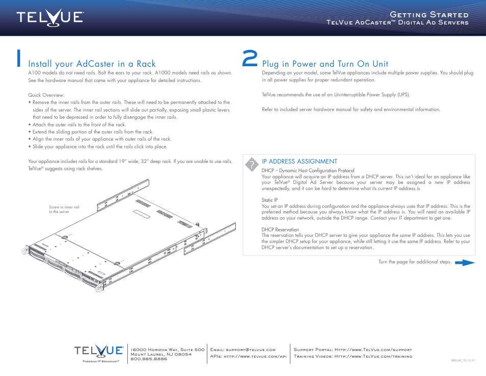 TelVue AdCaster User Manual | 2 pages