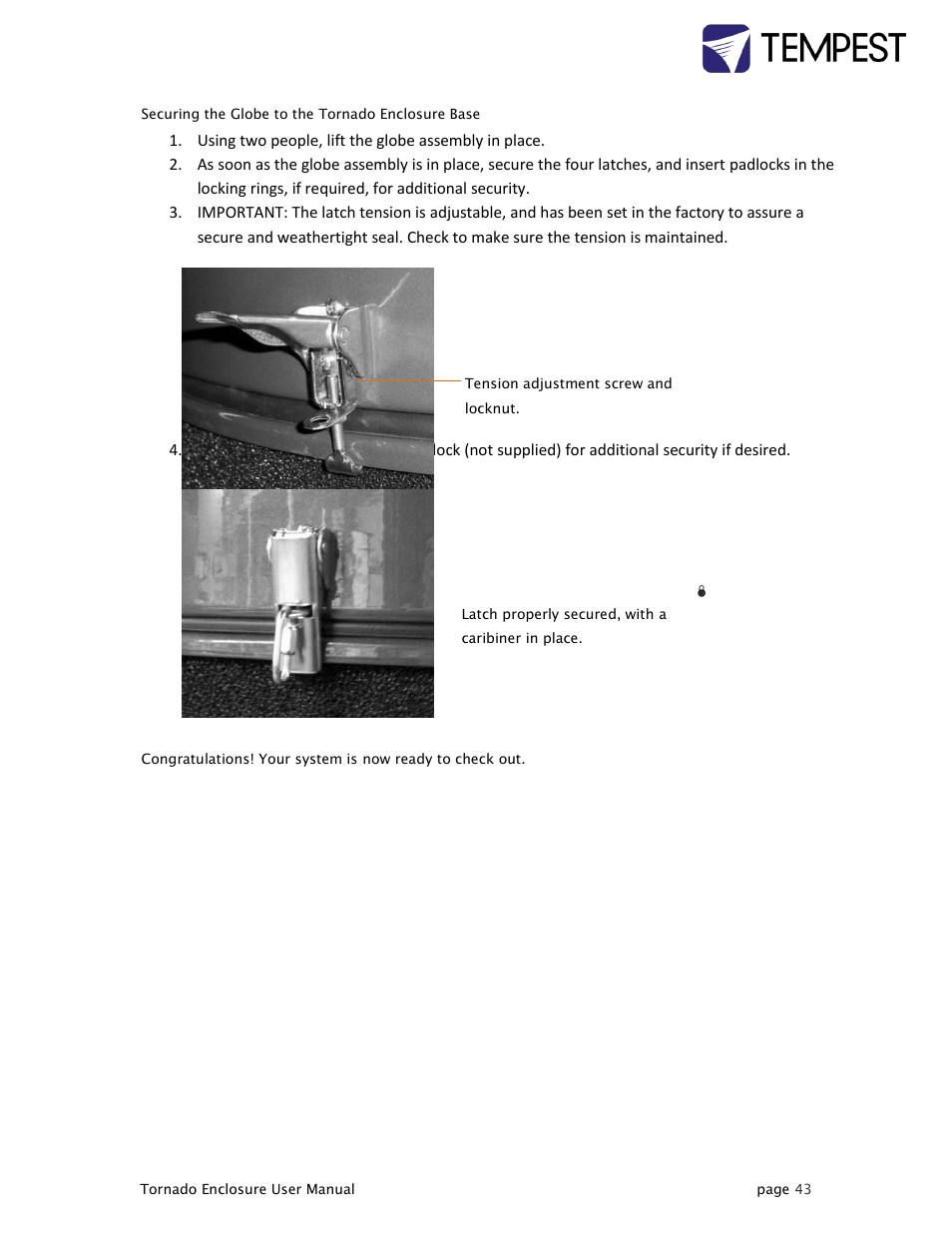 Tempest Tornado User Manual | Page 43 / 50