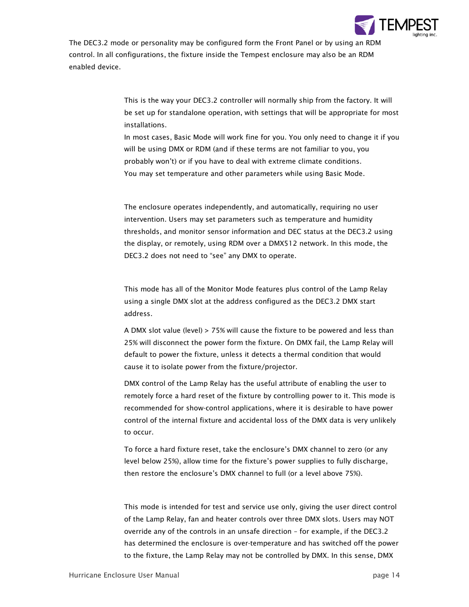 Tempest Hurricane User Manual | Page 14 / 47