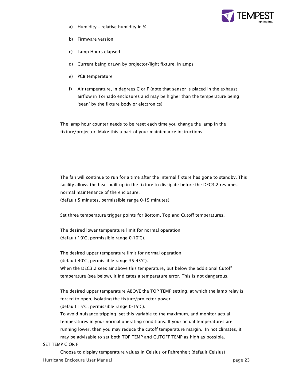 Tempest Hurricane User Manual | Page 23 / 47