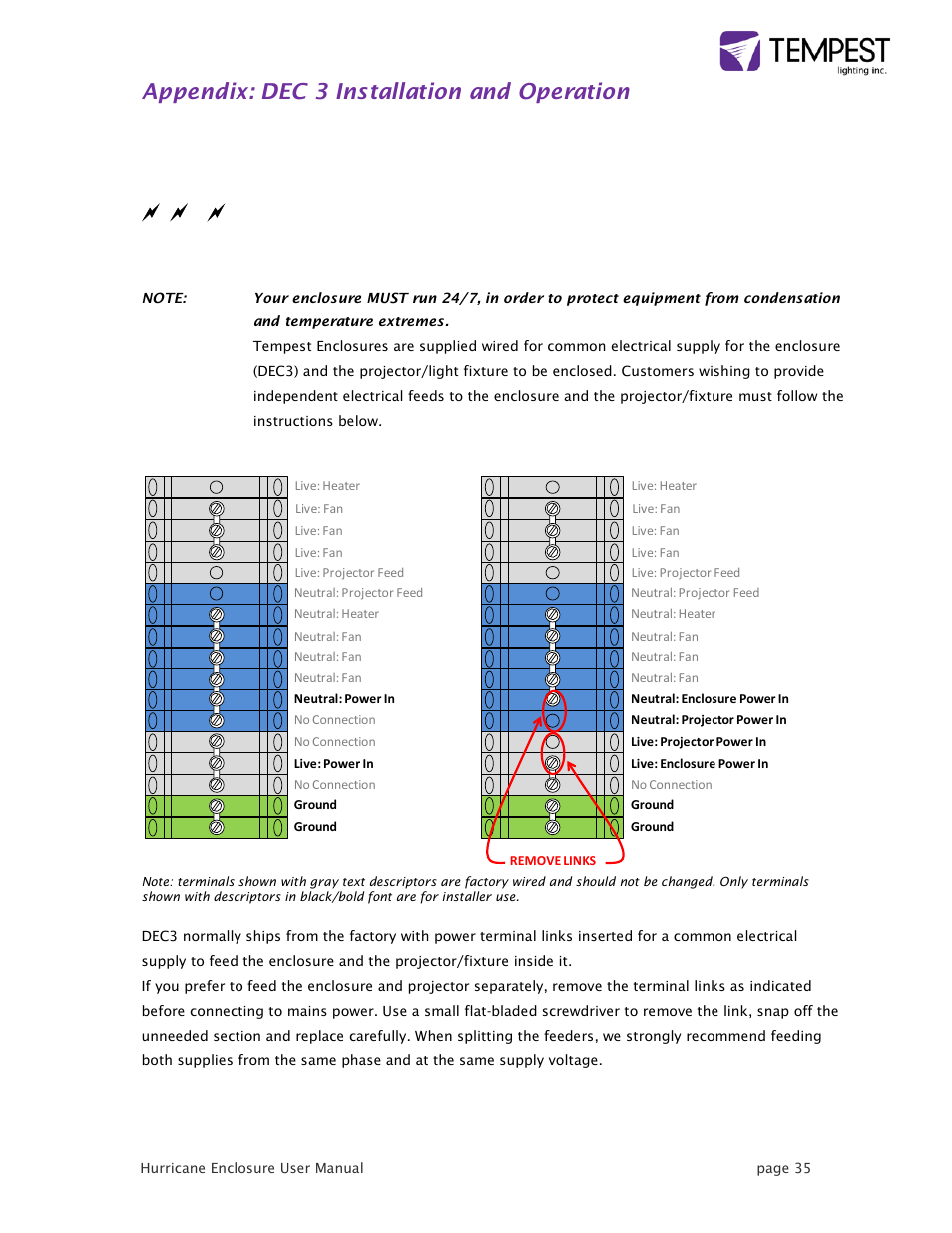 Appendix: dec 3 installation and operation | Tempest Hurricane User Manual | Page 35 / 47