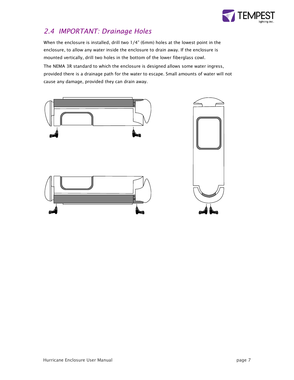 4 important: drainage holes | Tempest Hurricane User Manual | Page 7 / 47