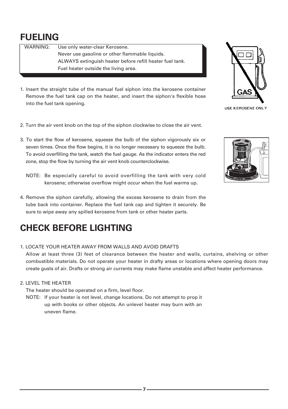 Fueling, Check before lighting | Toyotomi KS-27A User Manual | Page 8 / 16