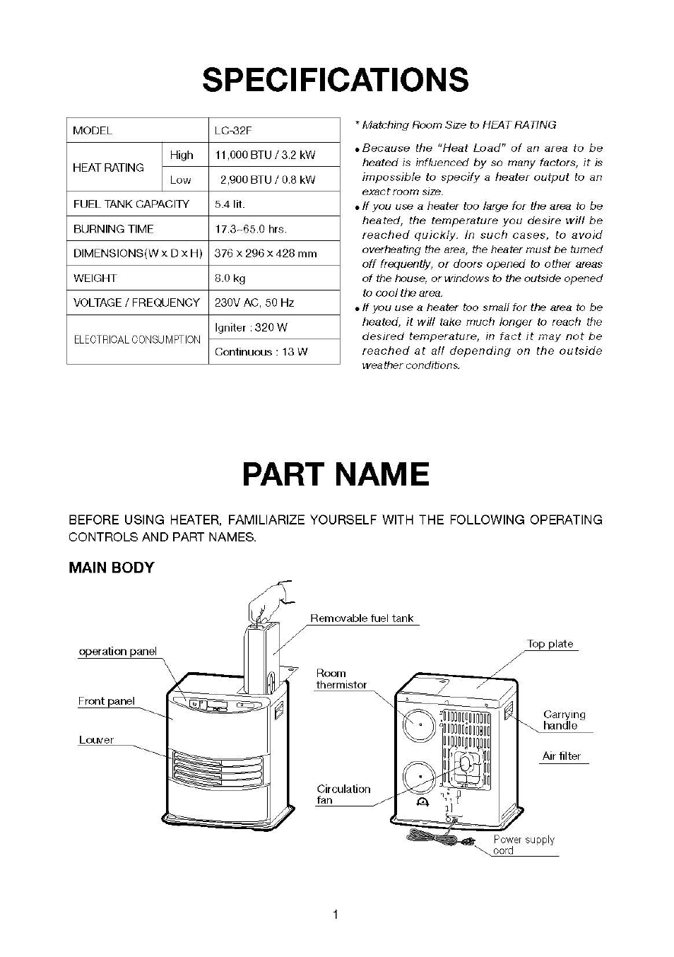 Toyotomi LC-32F User Manual | Page 2 / 15