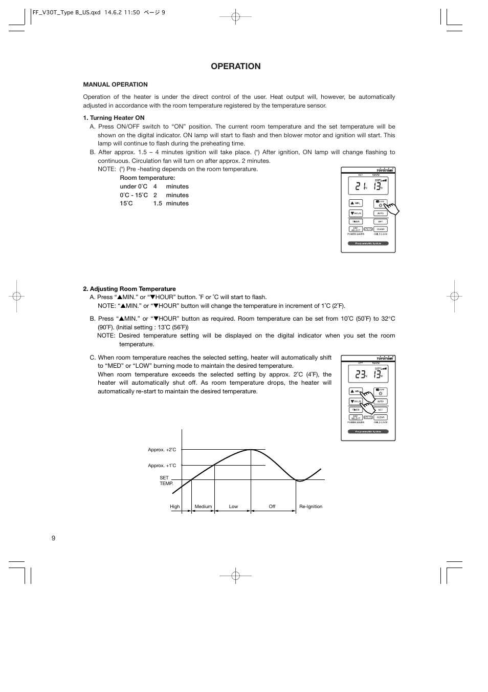Operation | Toyotomi FF-V30T User Manual | Page 10 / 28