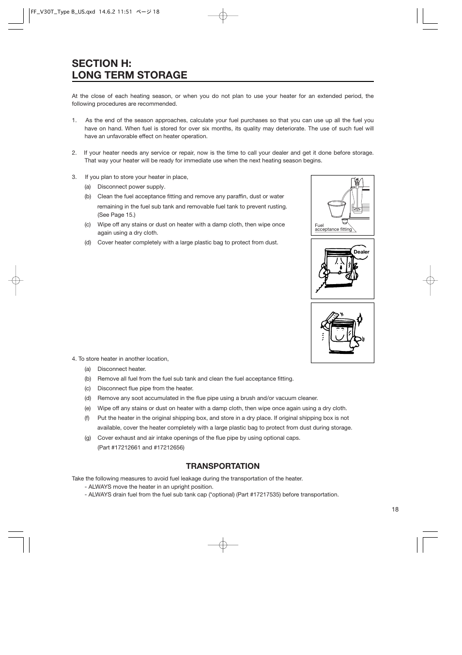 Transportation | Toyotomi FF-V30T User Manual | Page 19 / 28