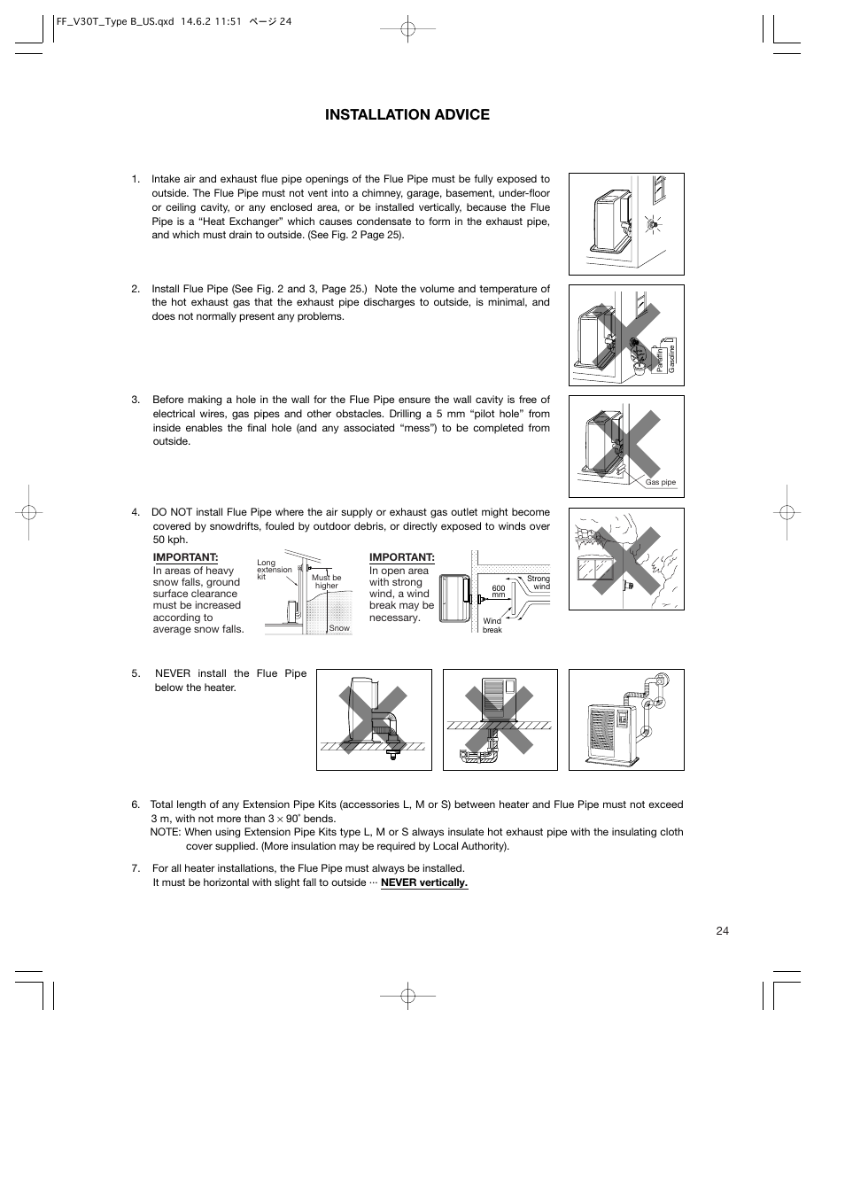 Installation advice | Toyotomi FF-V30T User Manual | Page 25 / 28