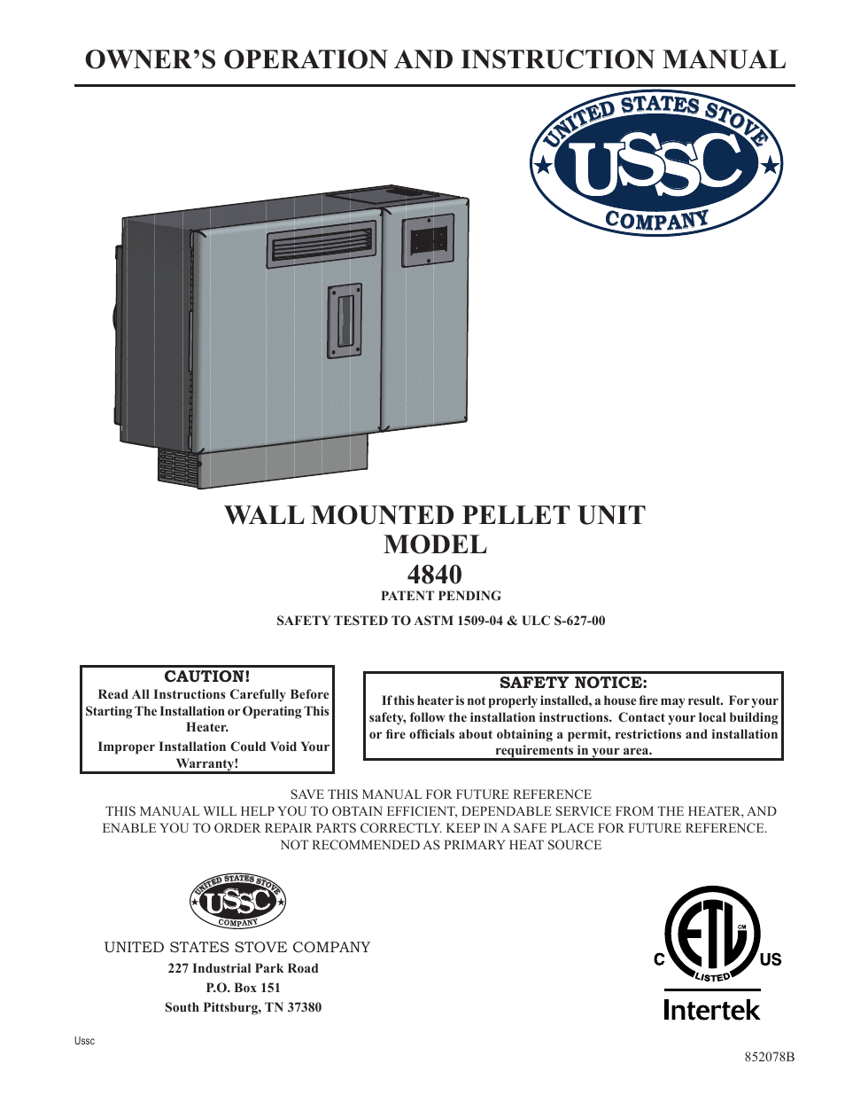 United States Stove Company 4840 User Manual | 20 pages