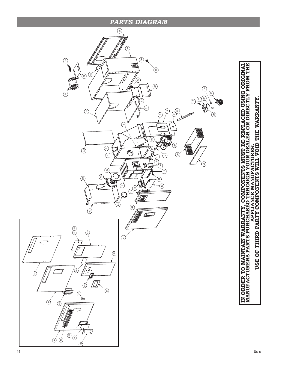 Parts diagram, Ussc | United States Stove Company 4840 User Manual | Page 14 / 20