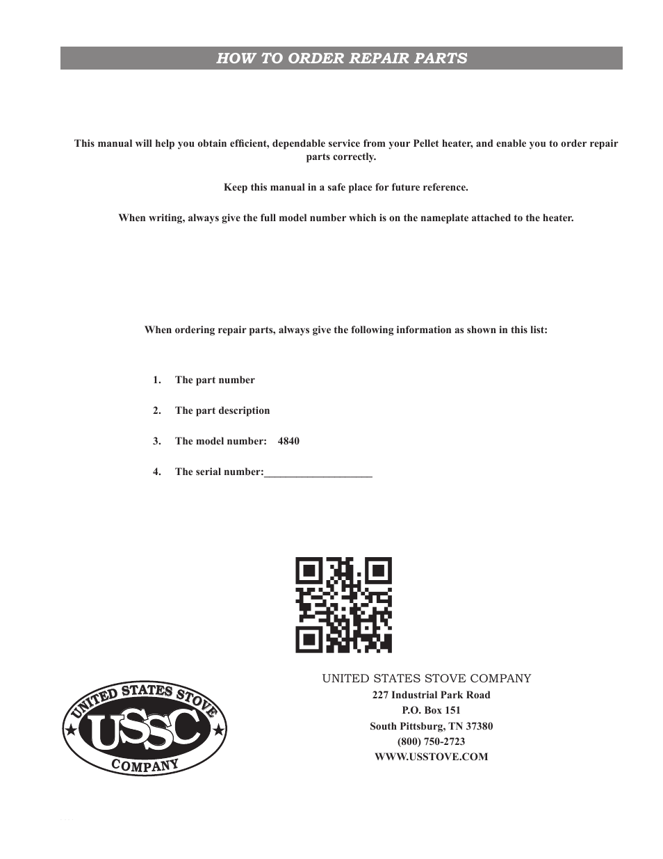 Cs s u | United States Stove Company 4840 User Manual | Page 17 / 20