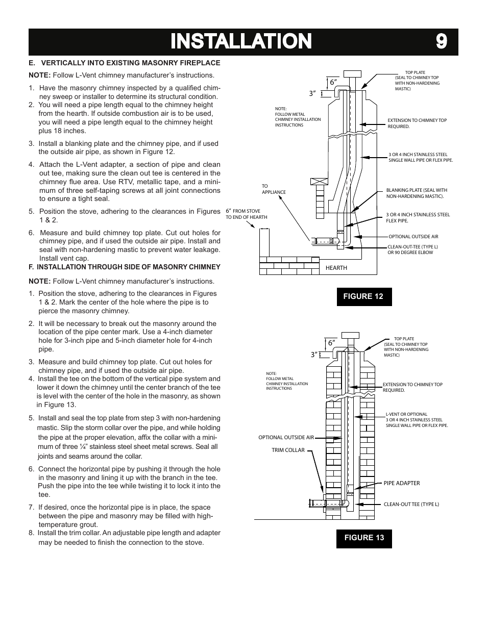9installation | United States Stove Company 5040 User Manual | Page 11 / 28
