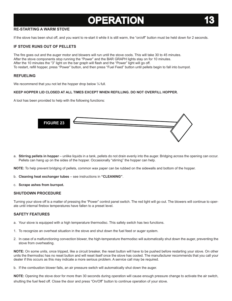 13 operation | United States Stove Company 5040 User Manual | Page 15 / 28