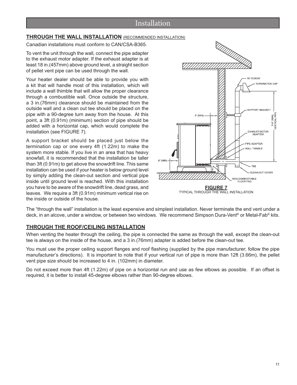 Installation | United States Stove Company 5520 User Manual | Page 11 / 28