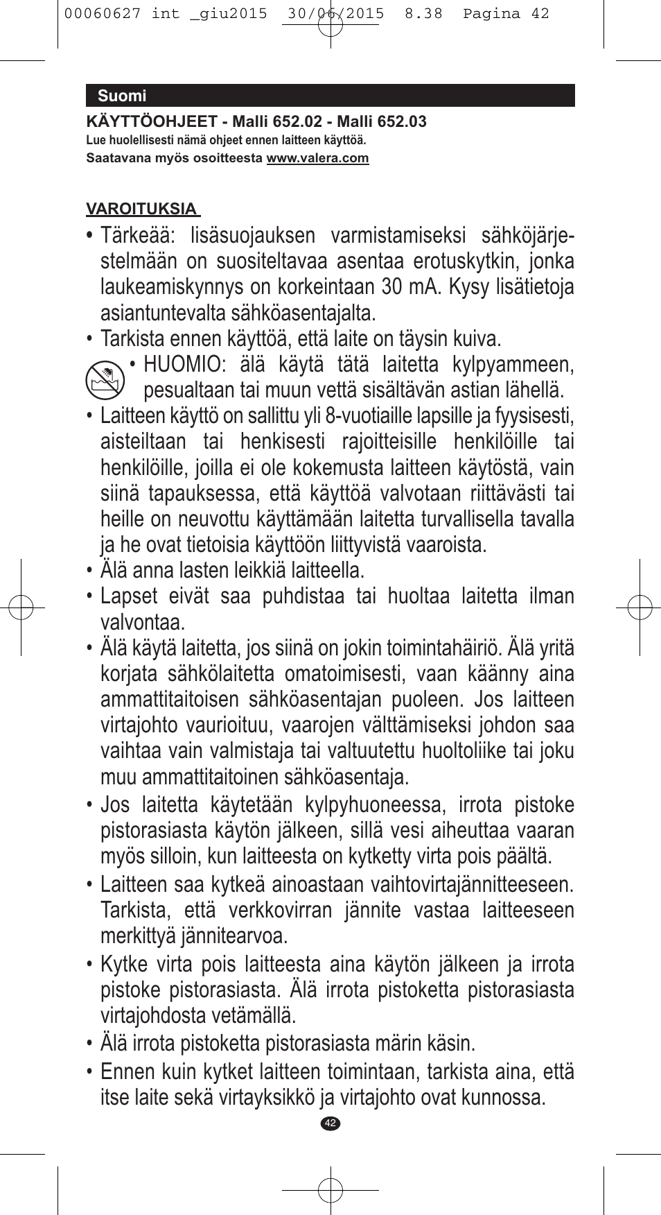 VALERA X-MASTER User Manual | Page 38 / 98