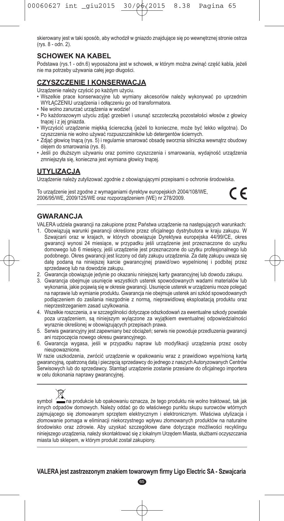 VALERA X-MASTER User Manual | Page 61 / 98