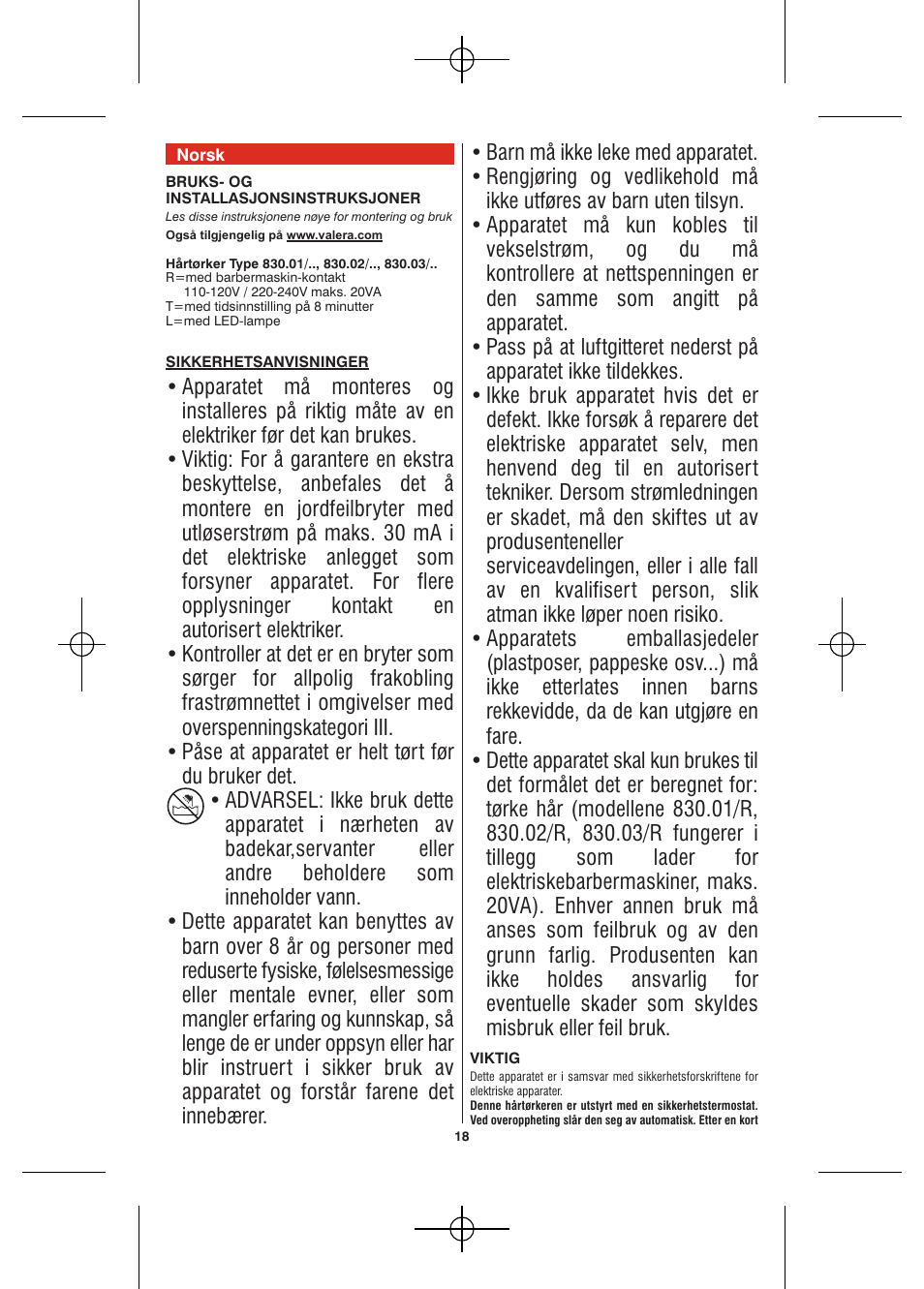 VALERA Hotello 1200 W User Manual | Page 16 / 54