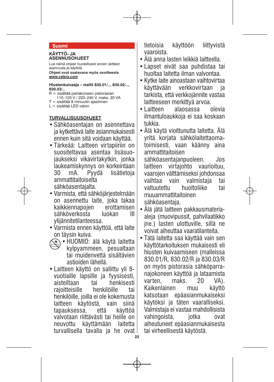 VALERA Hotello 1200 W User Manual | Page 20 / 54