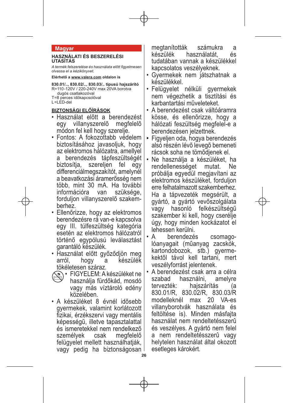 VALERA Hotello 1200 W User Manual | Page 24 / 54