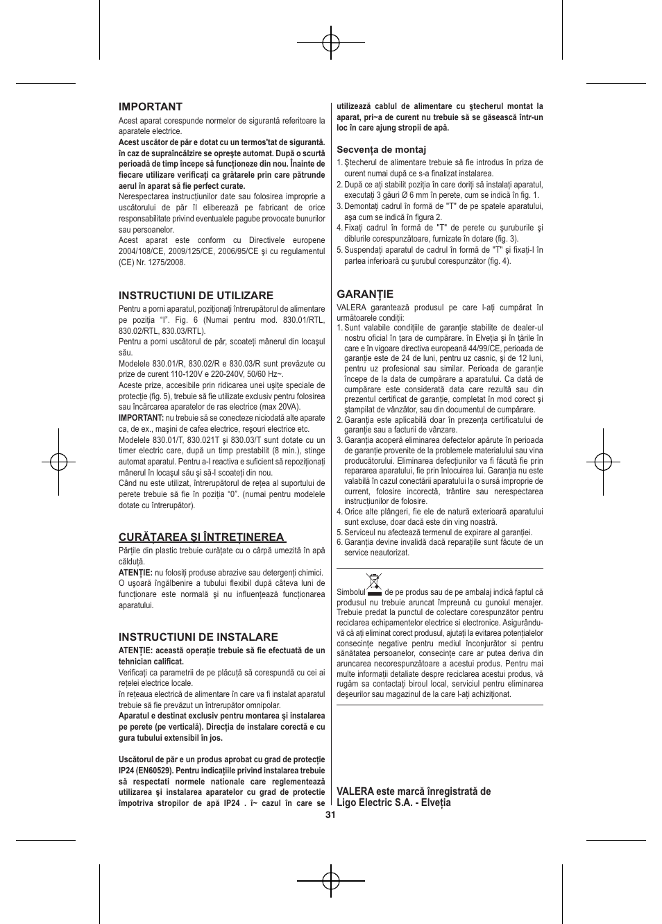VALERA Hotello 1200 W User Manual | Page 29 / 54