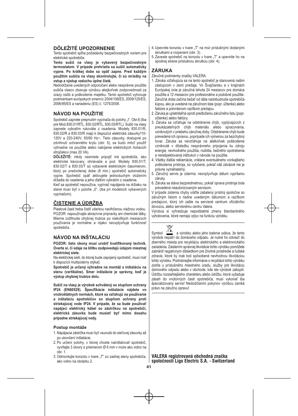 VALERA Hotello 1200 W User Manual | Page 39 / 54