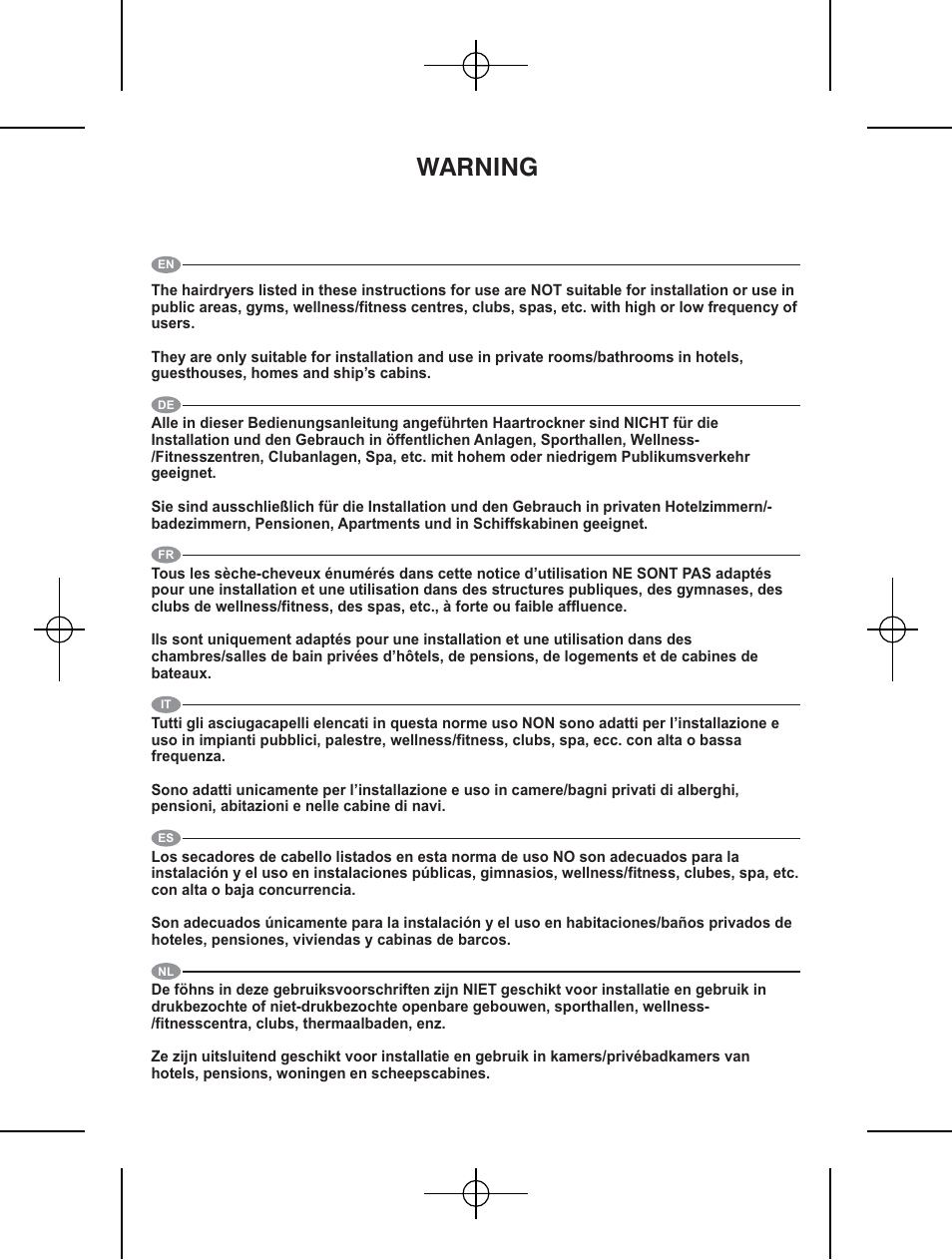 Warning | VALERA Premium 1600 Shaver 1600 W User Manual | Page 59 / 62