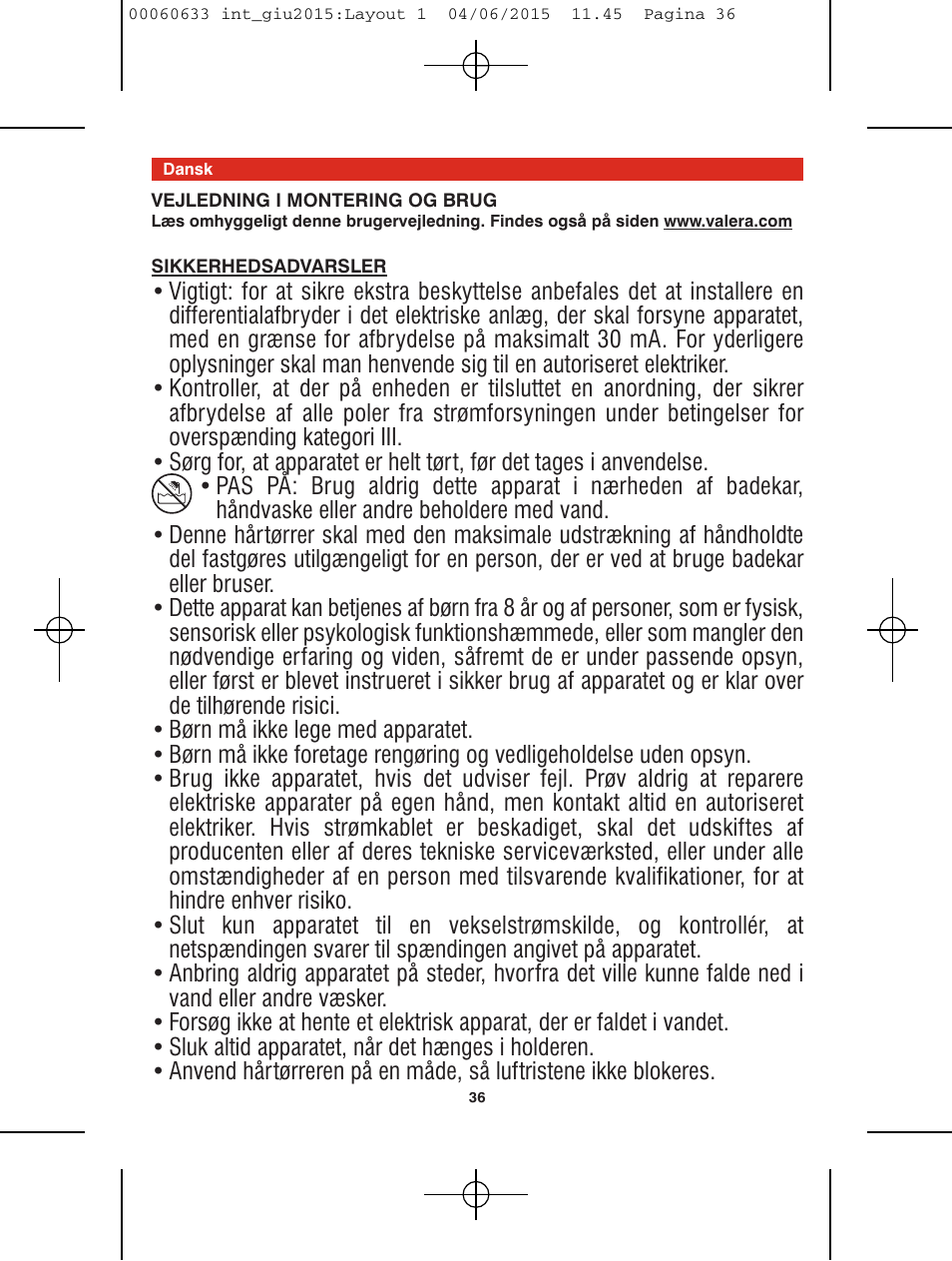VALERA Premium 1600 Compact Super 1600 W User Manual | Page 32 / 74