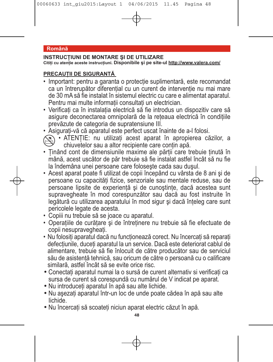 VALERA Premium 1600 Compact Super 1600 W User Manual | Page 44 / 74