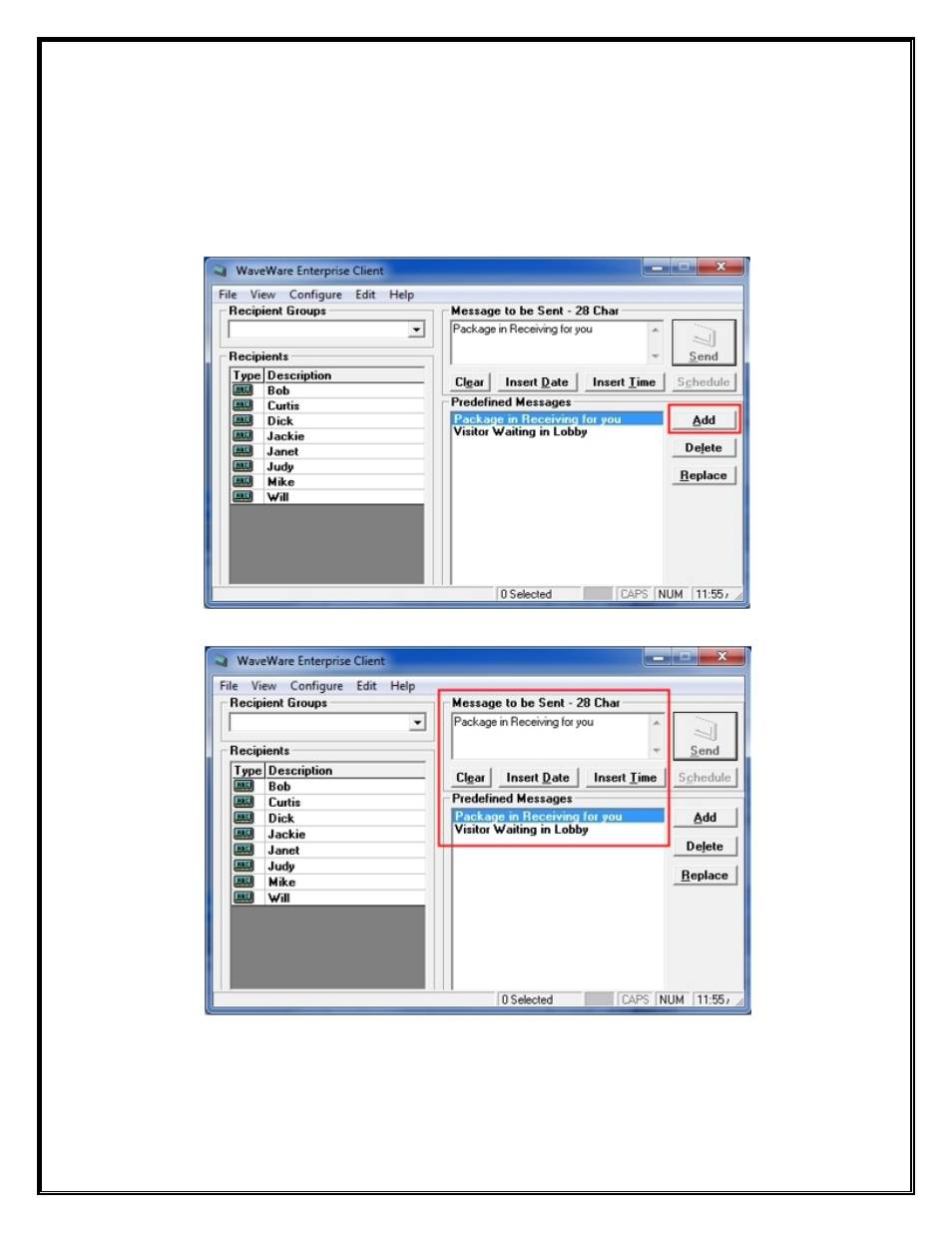 Pre-defined messages | WaveWare Enterprise User Manual | Page 40 / 46