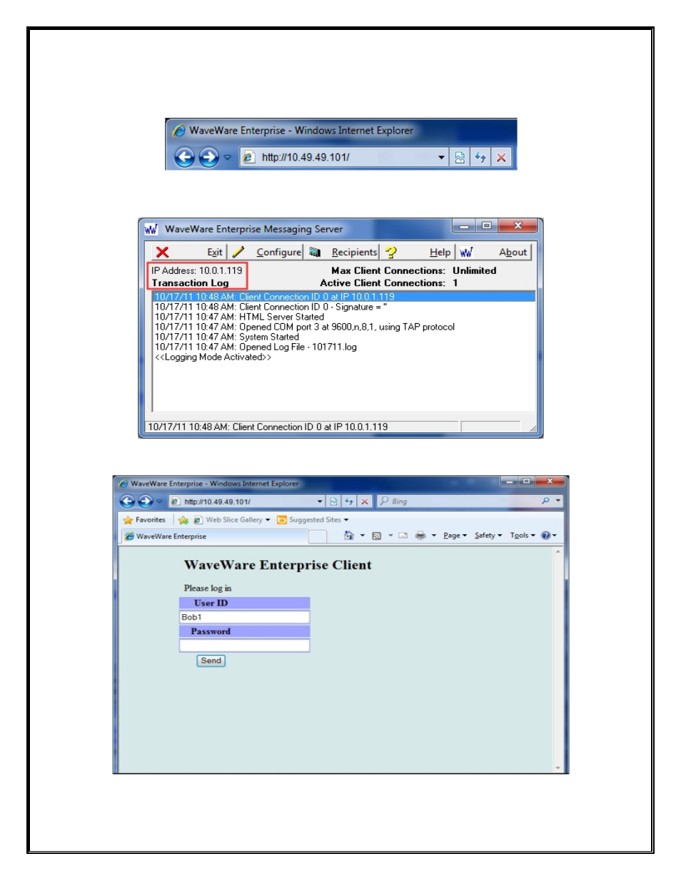 Enter the ip address | WaveWare Enterprise User Manual | Page 42 / 46