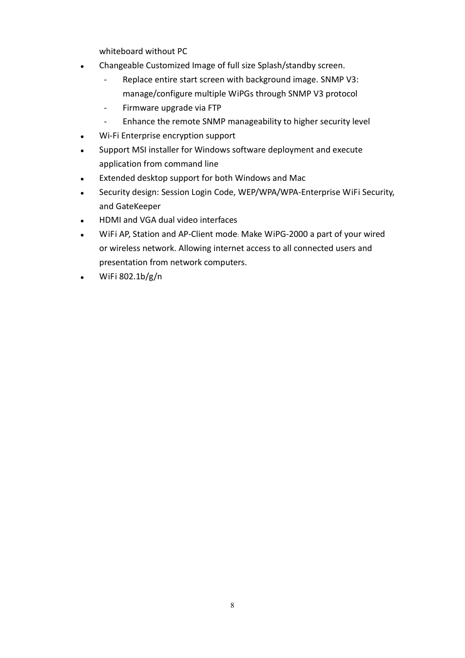 wePresent WiPG-2000 User Manual | Page 8 / 72