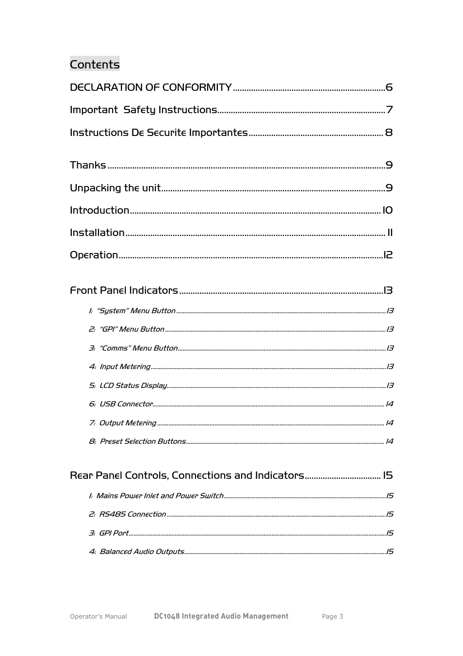 XTA DC1048 User Manual | Page 3 / 60