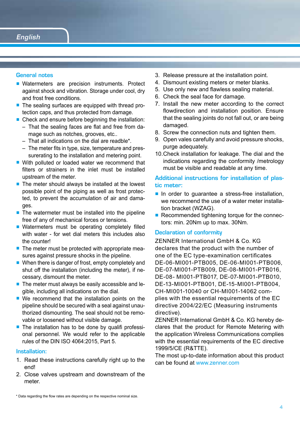 ZENNER SINGLE-JET METERS User Manual | Page 3 / 8