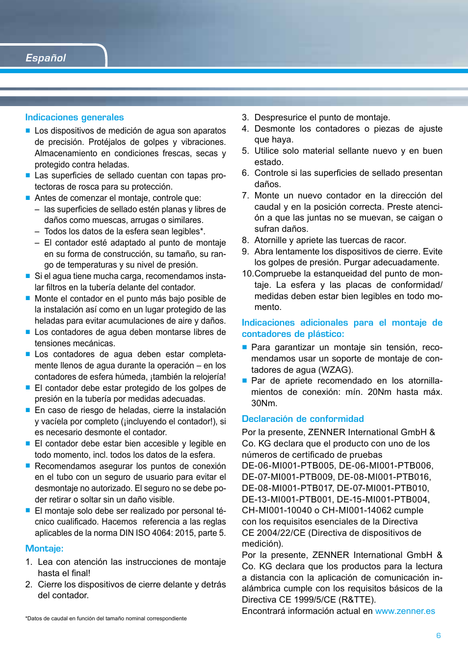 ZENNER SINGLE-JET METERS User Manual | Page 5 / 8