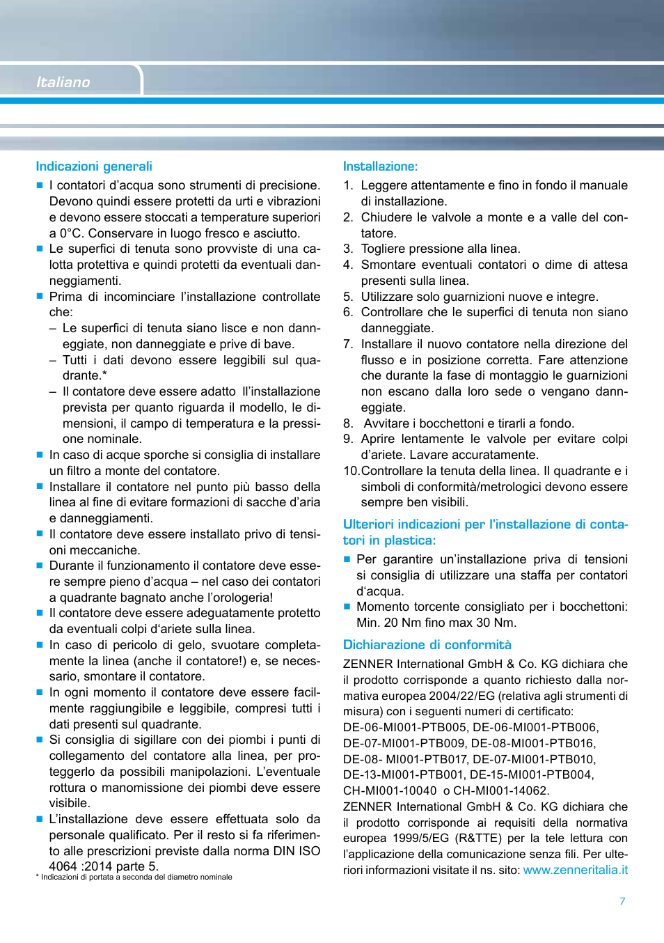 ZENNER SINGLE-JET METERS User Manual | Page 6 / 8